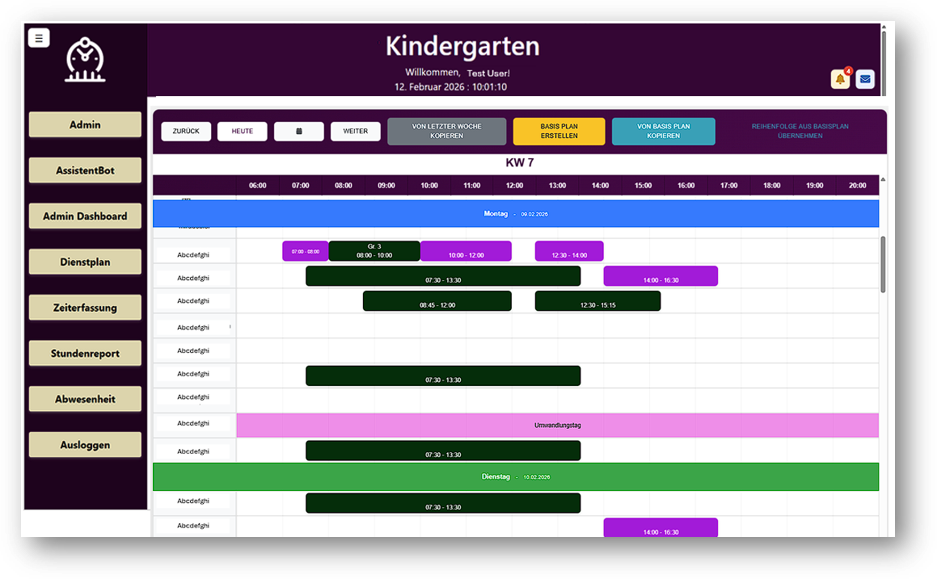 Dienstplan Interface